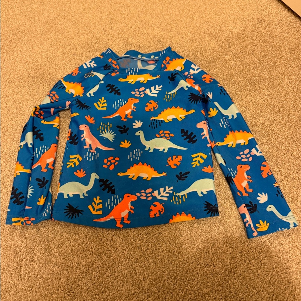 Cat & Jack Blue rash guard swim top with Multicolor Dino Prints